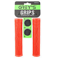 Грипсы на велосипед Greys ручки на руль силиконовые красного цвета с заглушками руля (GR17610)