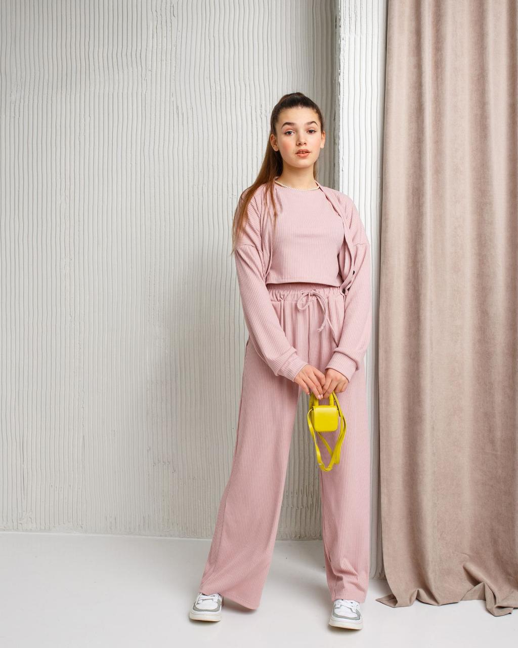 Стильный Костюм для Девочки Подростка Пудра Р.140-164 См Костюм Тройка ...