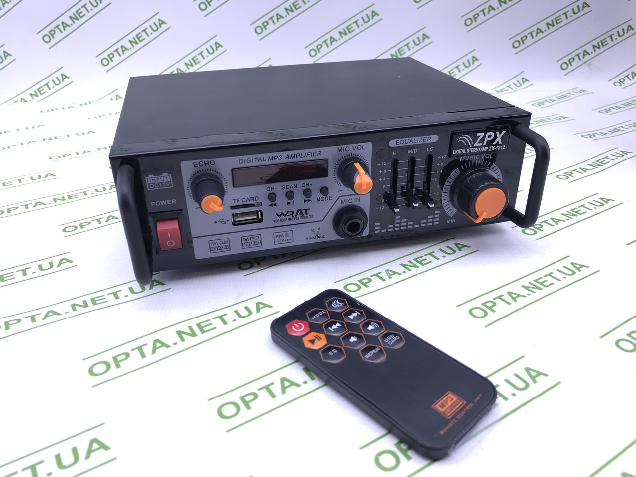 Стерео підсилювач звуку ZPX ZX-1312 з пультом підсилювач з вбудованим медіаплеєром, FM тюнером, фото 1
