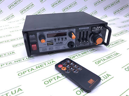 Стерео підсилювач звуку ZPX ZX-1312 з пультом підсилювач з вбудованим медіаплеєром, FM тюнером