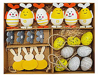 Набор для пасхального декора Melinera 21 шт., пасхальные яйца, кролики, украшение