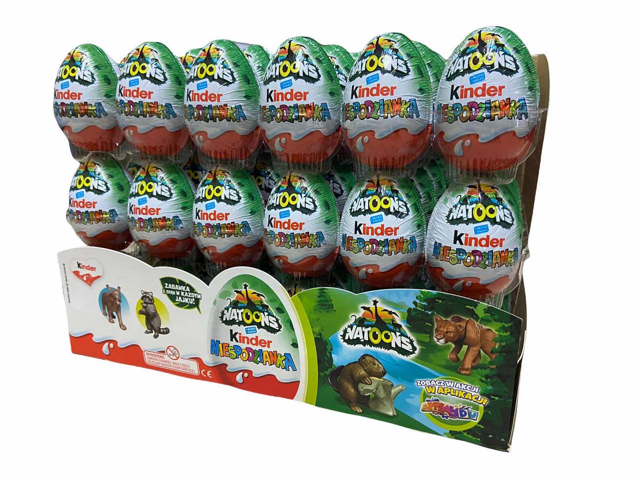 Шоколадні яйця Kinder Natoons, 20 г, 72 шт., фото 1