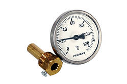 Термометр для котла Pakkens D=63 мм 0-120°C зі штуцером L=48 мм
