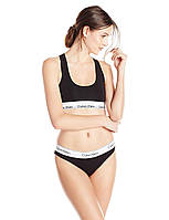 Женский комплект нижнего белья Calvin Klein (топ + трусы слипы), цвет черный, размер L