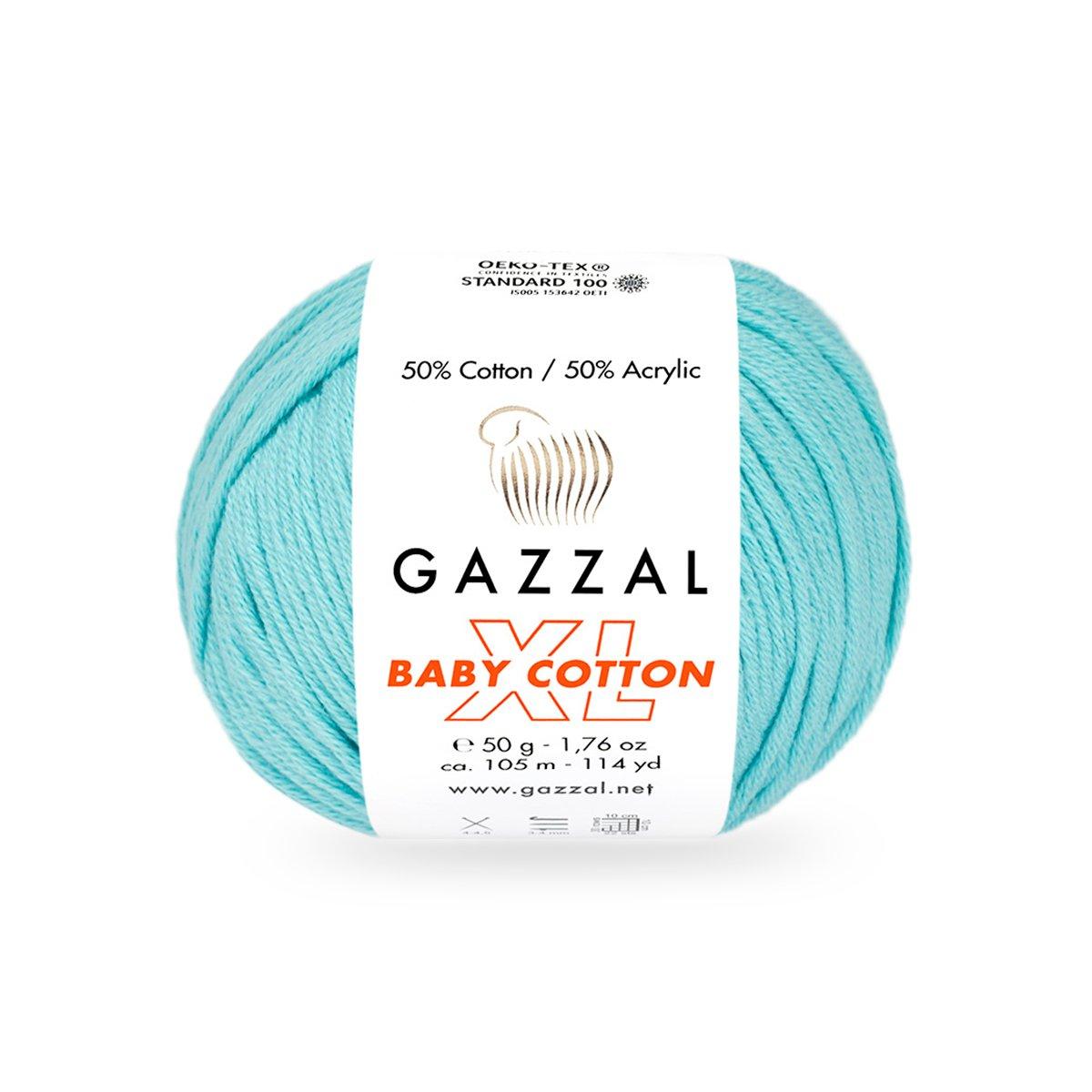 Пряжа Gazzal Baby Cotton XL 3451 блакитна бірюза