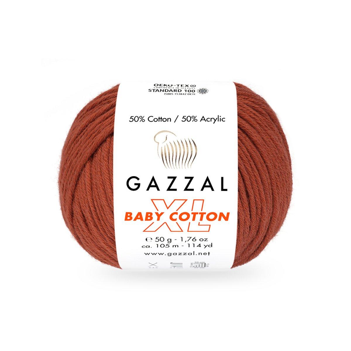 Пряжа Gazzal Baby Cotton XL 3453 цегельний