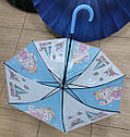 Дитяча парасолька - тростина синього кольору з красивим малюнком, фото 5