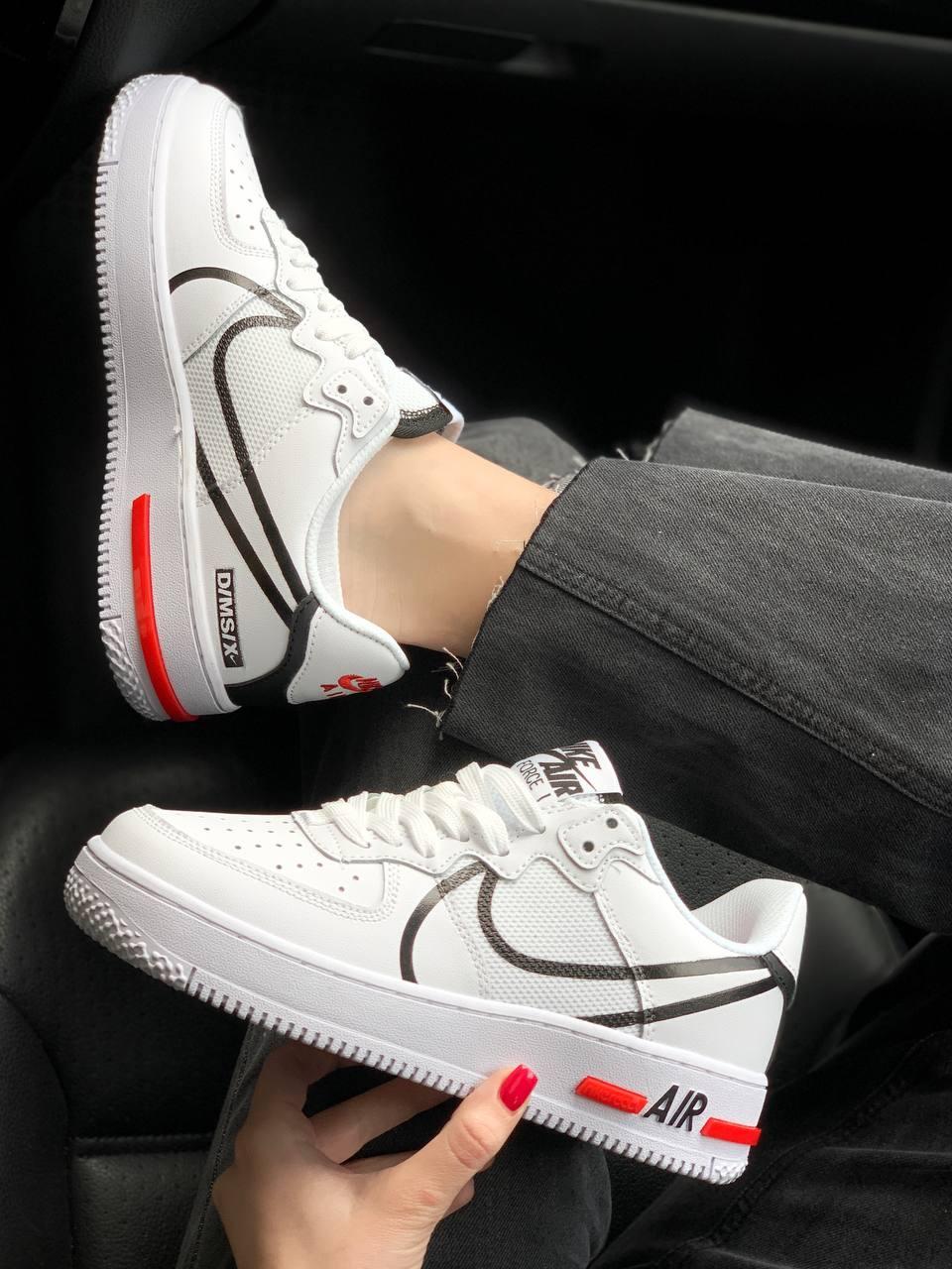 Чоловічі / жіночі кросівки Nike Air Force 1 React White | Найк Аір Форс 1 Низькі Білі Реакт