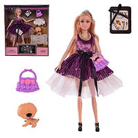 Кукла "Emily" QJ081C (48шт/2) с питомцем и сумочкой, шарнир,в кор. 28.5*6.5*36 см, р-р игрушки