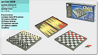 Шахматы 3038 (397780) (96шт/2) "3в1", шашки, нарды, в коробке 24.5*12.5*3.5 см, р-р поля 24*24