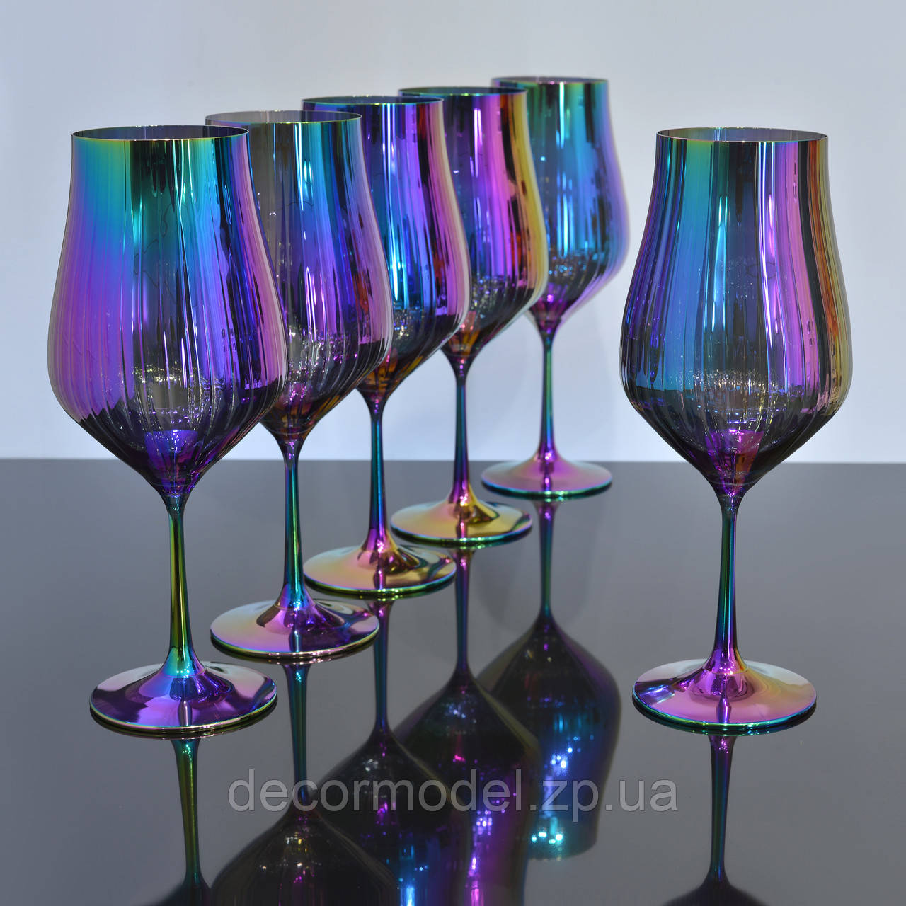 Набір келихів для вина Bohemia Crystalex Tulipa optic 550 мл райдуга 40894/36