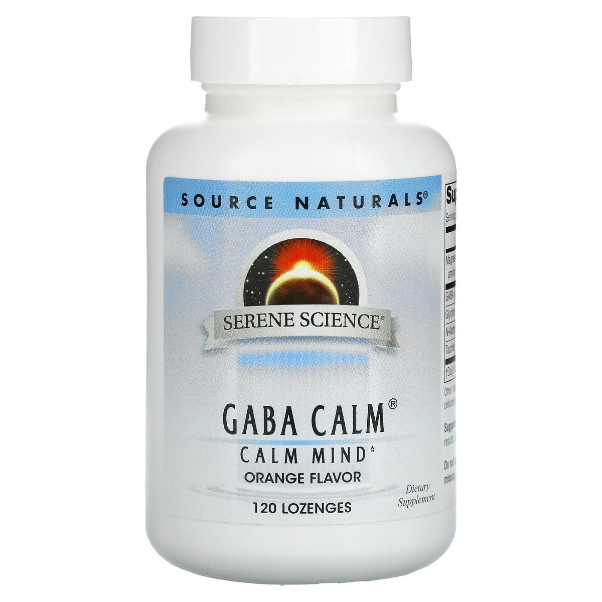 GABA (гама-аміномасляна кислота) Calm , Смак Апельсина, Serene Science, Source Naturals, 120 таблеток для