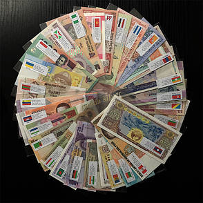 Набір 52 різних купюр. Банкноти світу. Справжні гроші з різних країн, фото 2