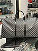 Дорожня сумка Louis Vuitton сіра шашка | Чоловіча шкіряна сумка чудової якості Луї Віттон, фото 7