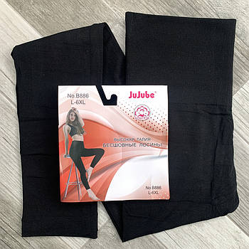 Лосіни жіночі безшовні бавовна висока талія Jujube, розмір L-6XL, чорні, B886
