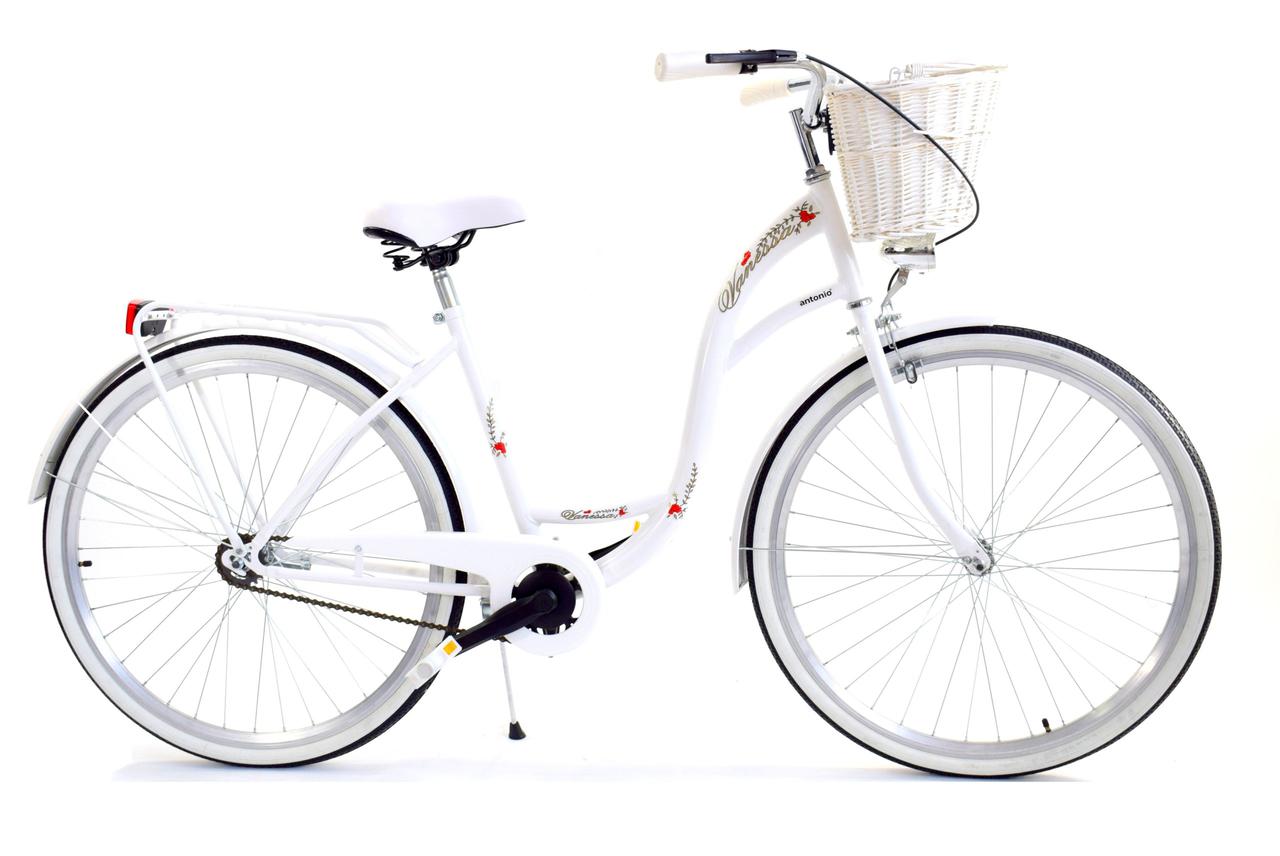 Велосипед женский городской VANESSA 26 white с корзиной Польша - фото 5 - id-p1573219848