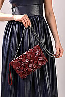 Женская бордовая сумка клатч с ремнем код 7-1118