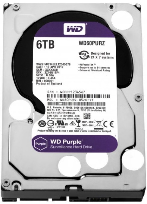Жесткий диск Western Digital Purple 6TB 64MB 5400rpm WD60PURZ 3.5 SATA III