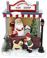 Новогодняя композиция «North Pole Toy Shop» с LED подсветкой 15х10х17см, полистоун