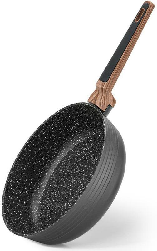 Сковорода глибока Fissman Diamond Grey Ø24см з 5-шаровим антипригарним покриттям, чорний