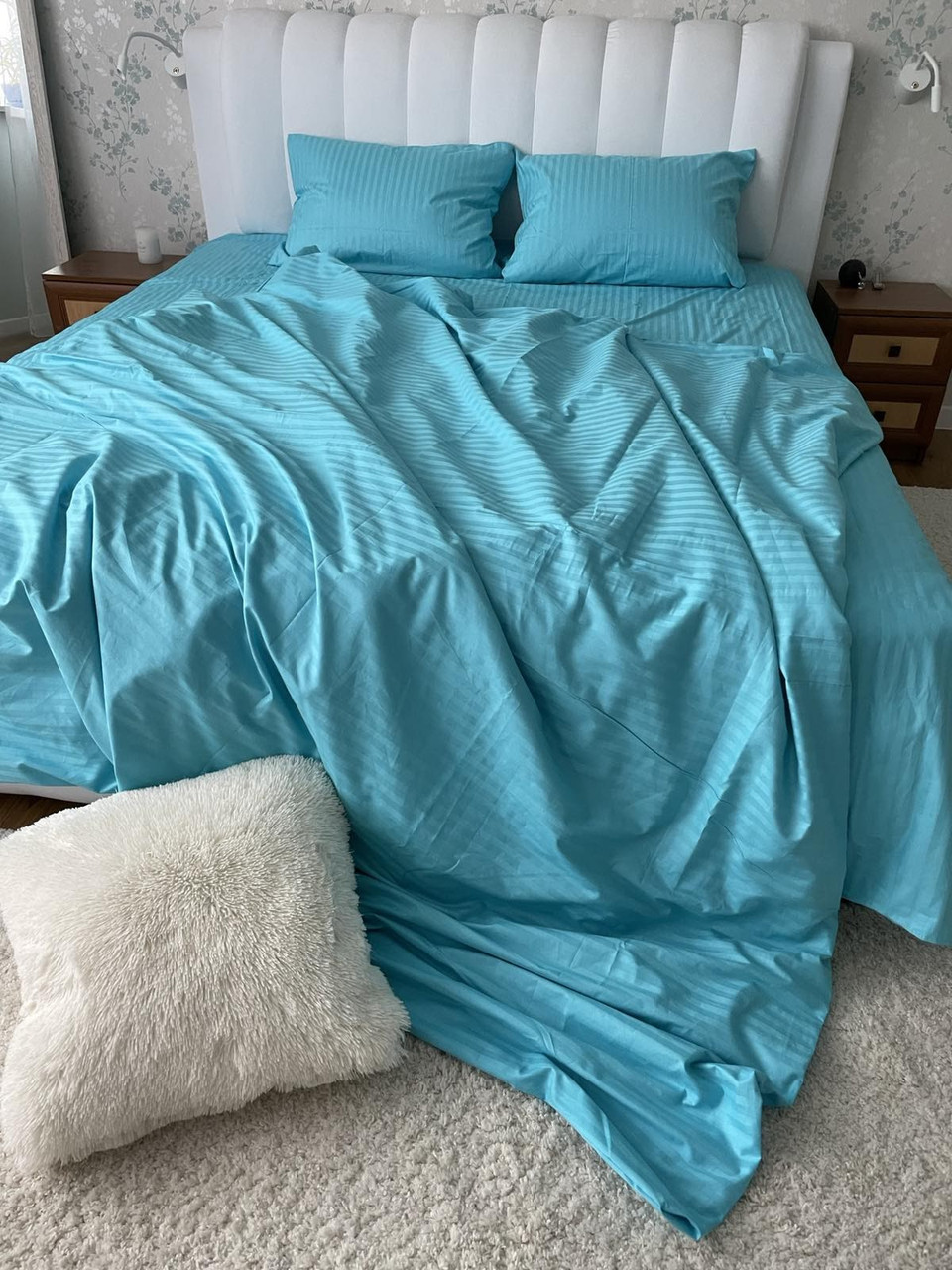 Півтораспальний страйп сатин - Блакитне сяйво