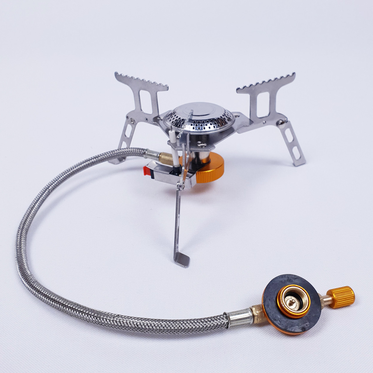 Туристичний газовий пальник похідний VS складний міні пальник на балон з п'єзопідпалом і шлангом, фото 1