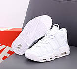 Кросівки чоловічі/жіночі Nike Air More Uptempo Triple White "Білі" р. 44, фото 7