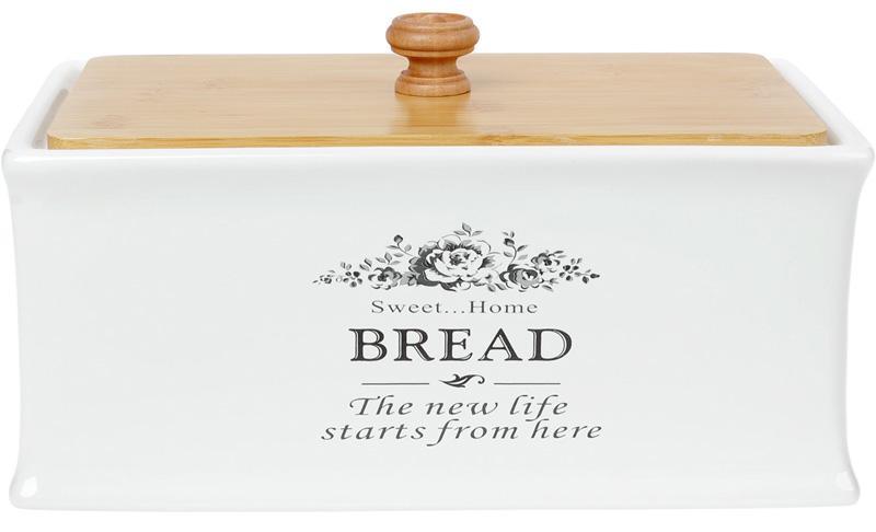 Хлібниця керамічна Sweet Home BREAD 32х18.5х18.5см з дерев'яною кришкою, фото 1