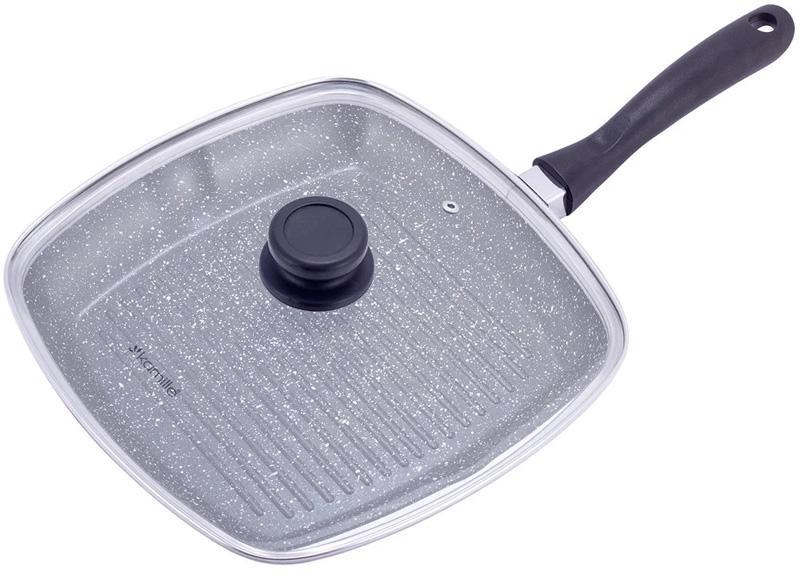 Сковорода-гриль Kamille Grill Pan 28х28см зі скляною кришкою