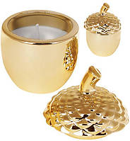 Декоративная свеча "Золотой Желудь" с крышкой, 6х6х8см, фарфор