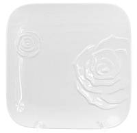 Набор 3 фарфоровые обеденные тарелки "White Rose" 25x25см (белый фарфор)