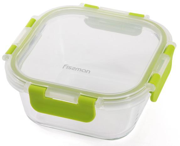 Контейнер для продуктів Fissman Purity 470мл скляний, 14х14х6см квадратний, фото 1