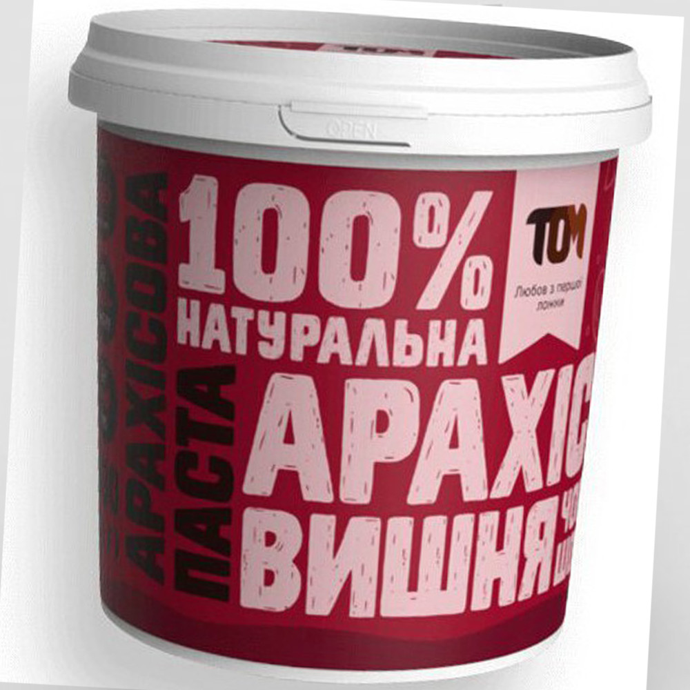 Арахісова паста TOM peanut butter 1000 м з чорним шоколадом і вишнями