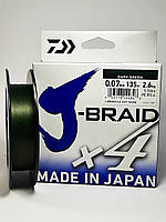 DAIWA Шнур J-Braid x4 0,07mm. 135м. Dark Green