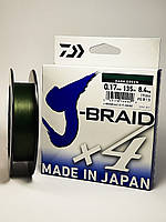 DAIWA Шнур J-Braid x4 0,17mm. 135м. Dark Green