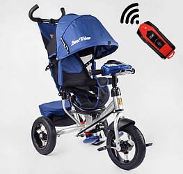 Велосипед дитячий триколісний Best Trike 3390/12-656 пульт, usb, BT, mp3, світло, надувні, синій