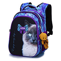 Рюкзак ортопедичний шкільний для дівчинки 1-4 класу з принтом Котик Winner One SkyName R1-023