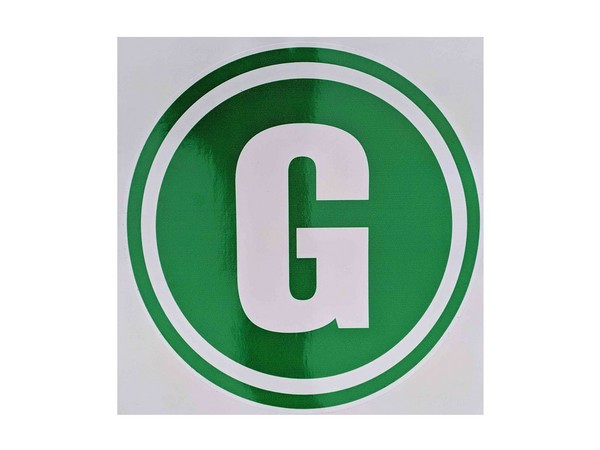 Наклейка на автомобіль зелена G (d=150 мм)