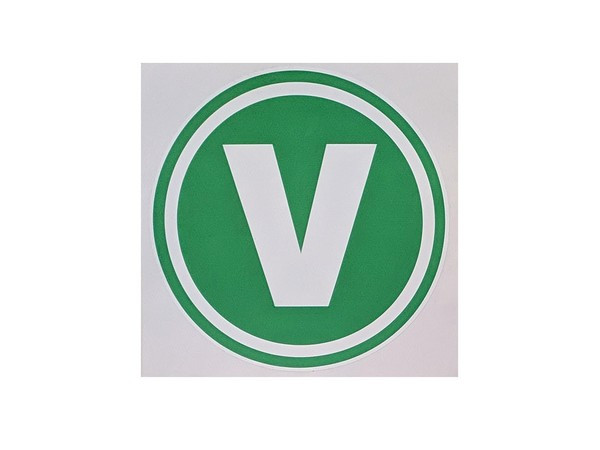 Наклейка на автомобіль зелена V (d=150 мм)