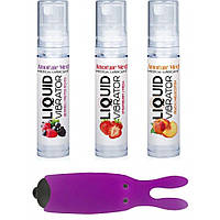 Вібропуля з вушками фіолетова Adrien Lastic в комплекті з 3-ма смаковими лубрикантами Amoreane Med (3х10мл) Кайф