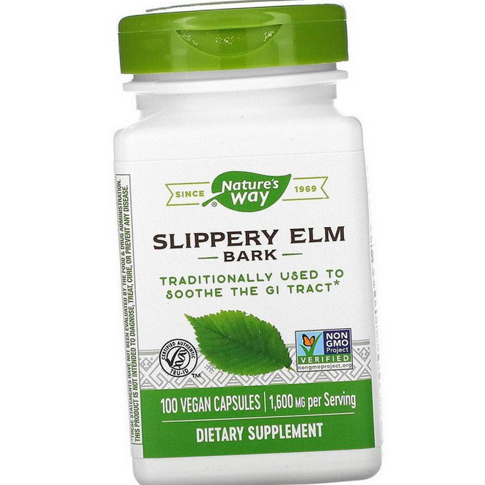 Кора слизького в'яза nature's Way Slippery Elm Bark 1600 mg 100 капсул вег
