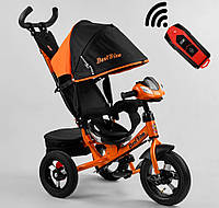 Велосипед детский трехколесный Best Trike 3390/15-977 пульт, usb, BT, mp3, свет, колеса надувные, оранжевый