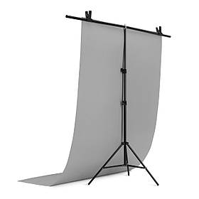 Фотозона для зйомки ПВХ Фон 120×200 см.Сірий + Тримач фону