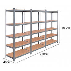 Стелаж металевий для дому та гаражу 3 секції 15 полиць Siker, фото 2