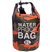 Водонепроникний гермомешок з плечовим ременем Waterproof Bag 5л TY-6878-5 (Камуфляж оранжевий)