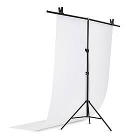 Фотозона для зйомки ПВХ Фон 120×200 см. Білий+ Тримач фону