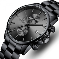Годинник металевий металевий чорний, Якісний чоловічий годинник