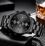 Годинник металевий металевий чорний, Якісний чоловічий годинник, фото 4