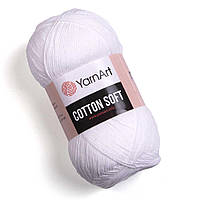 Yarnart COTTON SOFT (Котон Софт) № 62 яскраво білий (Пряжа бавовна з акрилом, нитки для в'язання)