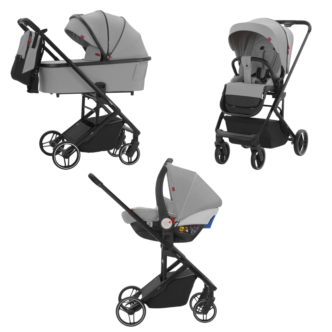 Універсальна коляска трансформер 3в1 CARRELLO Alfa CRL-6508 Cloud Grey з автокріслом 0+